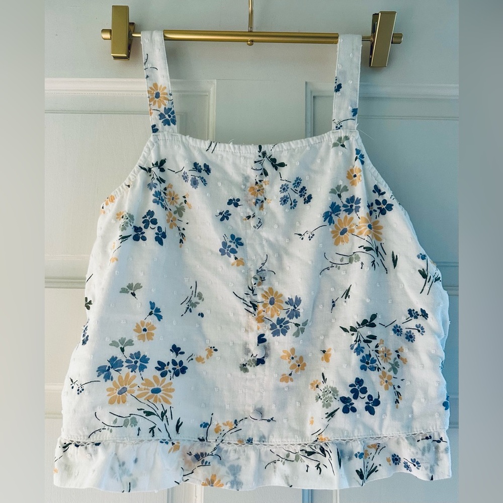 abercrombie kids Textured Button-Through Top White Floral Girls 13/14